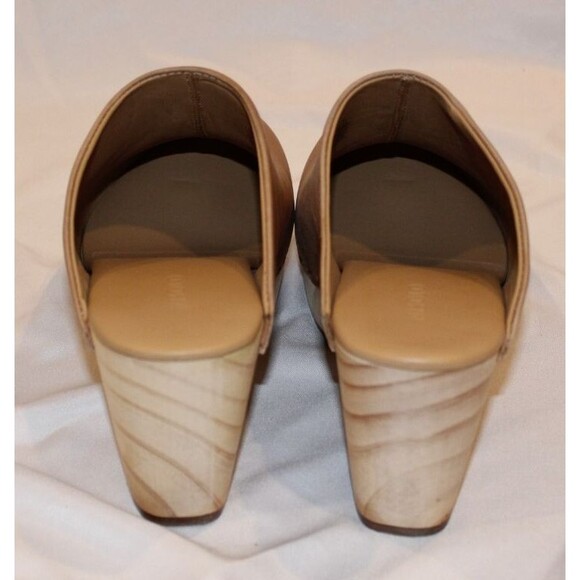 Nisolo Leather Closed Toe Slip On Wooden All Day Mule Heeled Clogs ALMOND - Picture 7 of 7